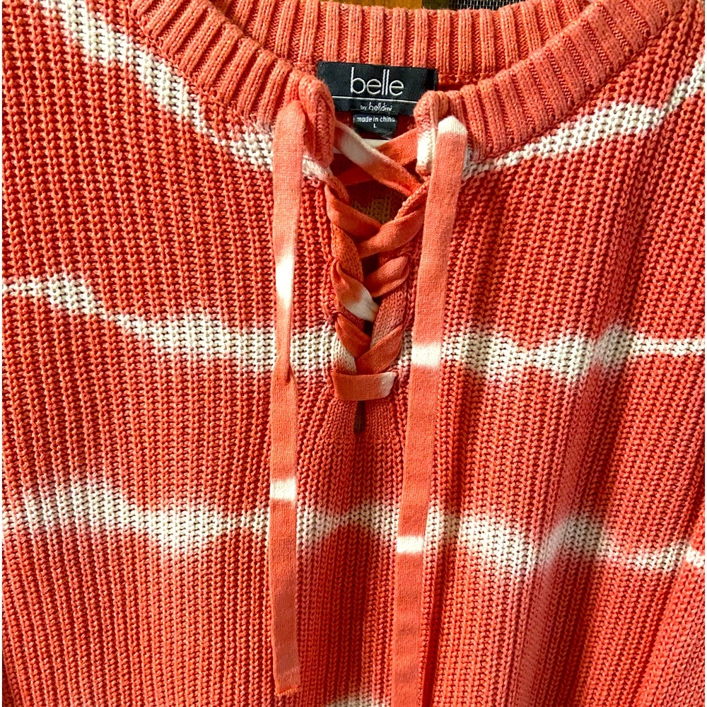Belle by BELLDINI Women's Cotton Striped Long Sleeve Sweater Size L - Picture 3 of 5